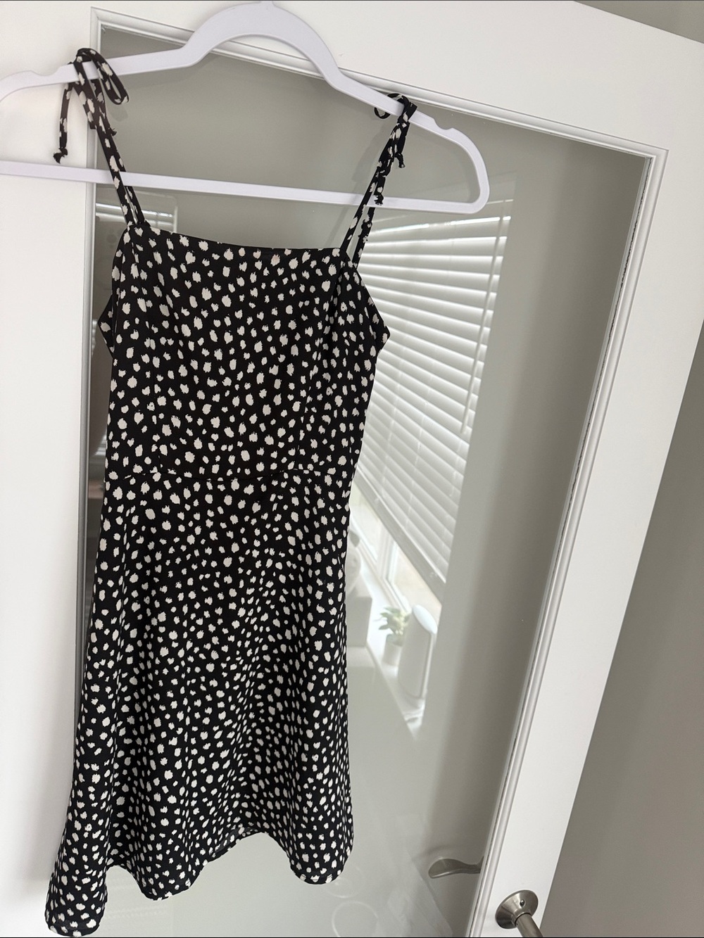 Black Spotted Tie-Strap Sundress